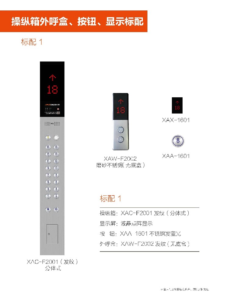 操纵箱外呼盒、按钮、显示标配1
